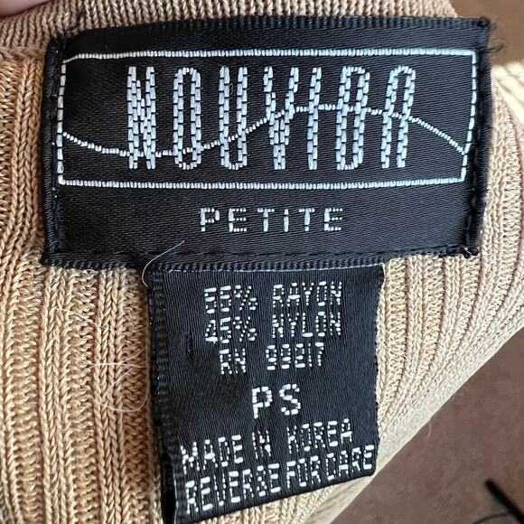 Vintage 90s Y2K Beige Wrap Top Size PS V Neck Ribbed 3/4 Sleeve - Picture 11 of 11